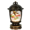 Antique Brushed Starry Lantern With Light Up Snowman Scene Spinning Glitter Waterglobe