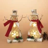 Battery-Operated Lighted Resin Snowman Figurines (Set Of 2)