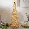 Elegant Glam Holiday Gold Lighted Jewel Cone Christmas Tree