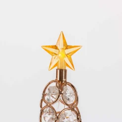 Elegant Glam Holiday Gold Lighted Jewel Cone Christmas Tree