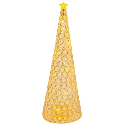 Elegant Glam Holiday Gold Lighted Jewel Cone Christmas Tree