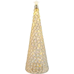 Elegant Glam Holiday Silver Lighted Jewel Cone Christmas Tree