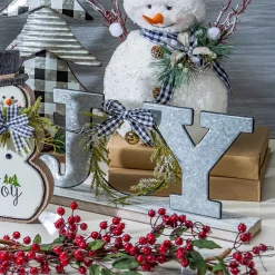 Farmhouse Joy Wood And Metal Tabletop Christmas Decor Sign