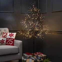 5 Foot Tall Brown Glowing Lighted Tree, Micro Leds