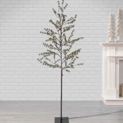7 Foot Tall Icy Pine Winter Lighted Tree, Warm White Leds