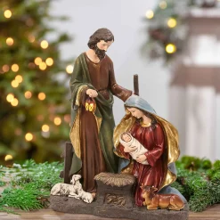 3 Foot Tall Lighted Christmas Manger Nativity Scene With Timer
