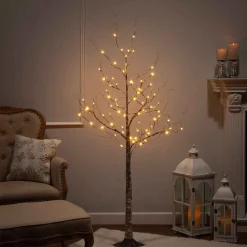 6 Foot Tall Prelit Birch Tree, Warm White Leds
