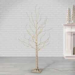 4 Foot Tall Prelit Birch Tree, Warm White Leds