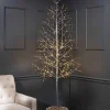 7 Foot Tall Silver Glowing Lighted Tree, Micro Leds