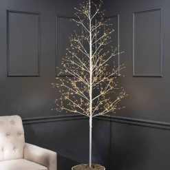 7 Foot Tall White Glowing Lighted Tree, Micro Leds