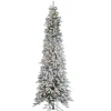 9Ft Pre-Lit Narrow Flocked Pencil Pine Christmas Tree With Clear Lights