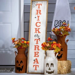 4 Ft Tall Trick Or Treat Halloween Porch Sign, Outdoor Decor