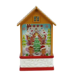 Gingerbread House With Led Warm White Light Up Gingerbread Candy Christmas Scene Spinning Glitter Waterglobe