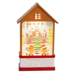 Gingerbread House With Led Warm White Light Up Gingerbread Candy Christmas Scene Spinning Glitter Waterglobe
