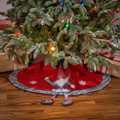 Gnome And Snowflake Christmas Tree Skirt, Battery Operated