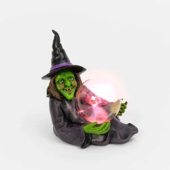 Halloween Lighted Witch With Magic Ball, Battery Operated