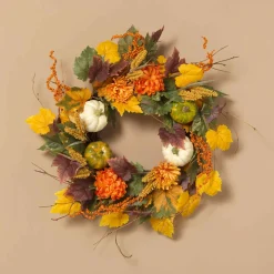 26-Inch Diameter Harvest Wreath With Pumpkin And Berry Accents