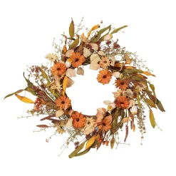 22-Inch Diameter Harvest Wreath With Fall Flowers And Berries