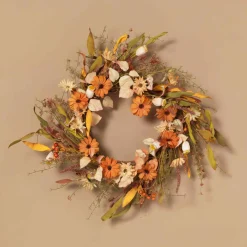 22-Inch Diameter Harvest Wreath With Fall Flowers And Berries
