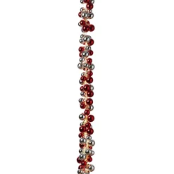 58.5-Inch Long Electric Red And Silver Lighted Ornament Strung Garland