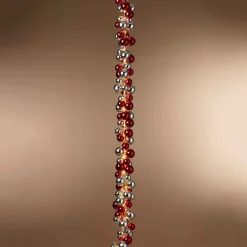 58.5-Inch Long Electric Red And Silver Lighted Ornament Strung Garland
