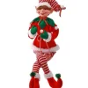 30In Fabric Holiday Bendable Elf Ornament
