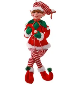 30In Fabric Holiday Bendable Elf Ornament