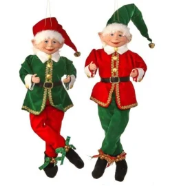 17In Fabric Red And Green Tidings Bendable Elf, Assorted Styles