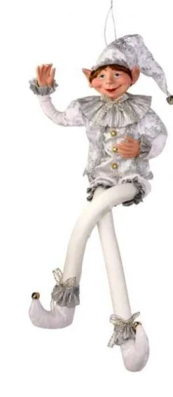 30In Fabric White And Silver Bendable Elf