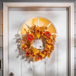 22 In Fall Harvest Autumn Wreath With Berries And Sunflowers