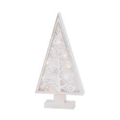 16-In H Battery- Operated Lighted Metal And Laser Cut Wood Tree