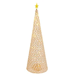 23.8-In H Battery- Operated Lighted Jeweled Cone Tree, Gold