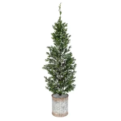 35-In H Snowy Pine Tree In Tin Pot
