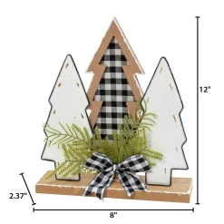 12-In H Wood Holiday Trees With Pine & Bow Accent