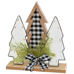 12-In H Wood Holiday Trees With Pine & Bow Accent