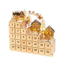 14.9-In L Battery- Operated Lighted Wood Village Scene Advent Calendar