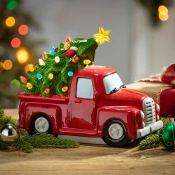 9.6-In L Battery- Operated Lighted Dolomite Holiday Truck With Tree