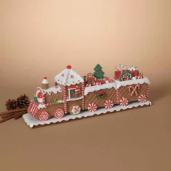 19.5In L Whimsical Gingerbread Christmas Train Tabletop Accent