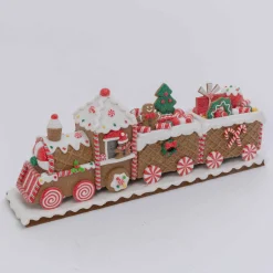 19.5In L Whimsical Gingerbread Christmas Train Tabletop Accent