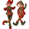 17In Metallic Plaid Bendable Elf Ornament, Assorted Styles