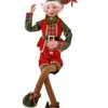 30In Metallic Plaid Bendable Elf Ornament