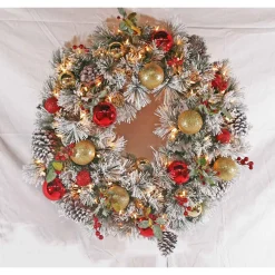30In Pre-Lit Flocked Fairfield Wreath In Clear #114-Fgf1-30Wc1