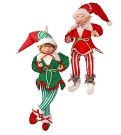 17In Velvet Red/Green Bendable Elf, Assorted Styles