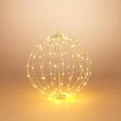 17 In Whimsical Lighted Metal Sphere, Warm White Micro Leds