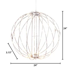24 In Whimsical Lighted Metal Sphere, Warm White Micro Leds