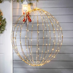 24 In Whimsical Lighted Metal Sphere, Warm White Micro Leds