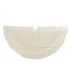 48 In White Cable Knit Christmas Tree Skirt, Faux Fur Trim