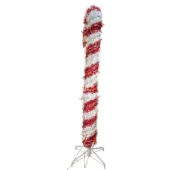 Kurt Adler 5-Foot Pre-Lit Red And White Led Tinsel Candy Cane
