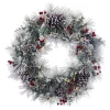 Kurt Adler 24-Inch Battery-Operated Red Berries And Pinecone Led Wreath