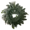 Kurt Adler 24-Inch Blue And Gold Poinsettia Decorated Flocked Wreath